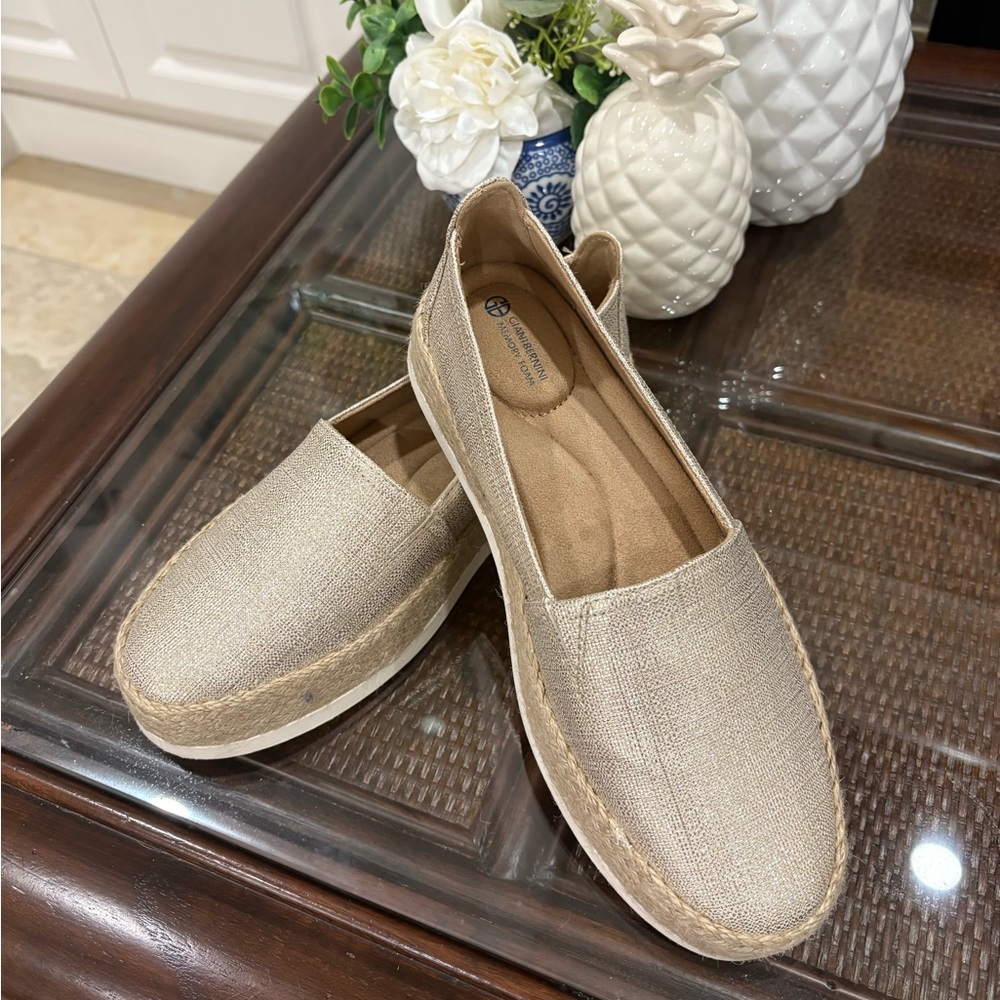 Gianni Bernini Gold-Toned Memory Foam Espadrilles